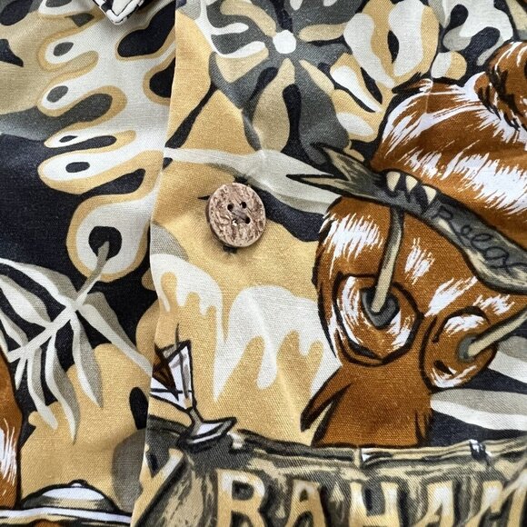 tommy bahama Button Down shirt Florals Birdies Yellow Size large Hawaiian - Picture 5 of 6